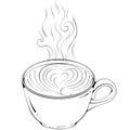 Cup of coffee cappuccino line art Royalty Free Stock Photo