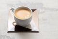 cup of coffee on ceraic on gray ceramic Royalty Free Stock Photo