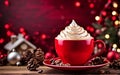 cup of coffee with christmas decorations Christmas Cappuccino with whipped cream Royalty Free Stock Photo