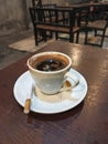 A cup of coffee and a cigarette Royalty Free Stock Photo