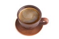 Cup of coffee by close-up on the white isolated background Royalty Free Stock Photo