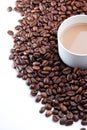 A Cup of Coffee & Coffee Bean Royalty Free Stock Photo