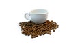 A cup of coffee and coffee beans Royalty Free Stock Photo