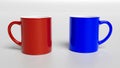 Cup of Coffee, Coffee Mug - Coffee Mug Printing Template. Red and Blue Mug isolated.
