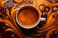 Cup of coffee on a colorful background. 3d rendering, Unveil the allure of coffee or tea through macro photography. capture