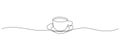 Cup of coffee continuous line drawing. Teacup one line art. Vector illustration.