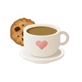 Cup of coffee with cookies. Vector illustration