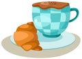 Cup of coffee with croissant