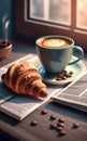 Cup of Coffee and Croissant: A Simple but Perfect Pairing. Generative Ai