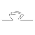 A cup of coffee or cup of tea on white background. One continuous line drawing Vector illustration minimalist design. Doodle