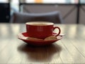 Cup of coffee cuppuccino on wooden table