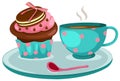 Cup of coffee and cute cup cake