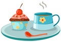 Cup of coffee and cute cup cake Royalty Free Stock Photo