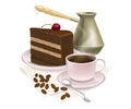 Cup of coffee and delicious cake Royalty Free Stock Photo