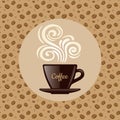 Cup of coffee with floral design elements. Vector illustration