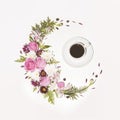 A cup of coffee and flortal frame