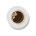 A cup of coffee, with foam. White cup. On a white background. Illustration.