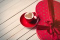 Cup of coffee and gift Royalty Free Stock Photo