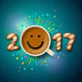 Cup of coffee for good mood in New Year 2017 and for Christmas