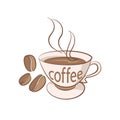 Cup of coffee with grains vector illustration