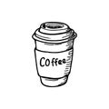 Cup of coffee hand draw vector illustration