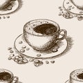 Cup of coffee hand drawn seamless pattern vector