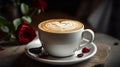 a cup of coffee with a heart and roses generated by artificial intelligence