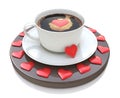 Cup of coffee with heart symbol - Valentine's day. Love concept