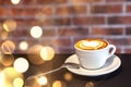 A cup of coffee on a with heart, valentines day, red wall Royalty Free Stock Photo