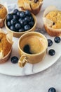 Cup of coffee and Homemade muffins Royalty Free Stock Photo