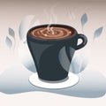 Cup of coffee or hot chocolate, cartoon illustration