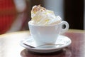Cup of coffee or hot chocolate with whipped cream Royalty Free Stock Photo