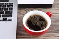 A cup of coffee on the indoor desk