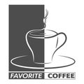 Cup of coffee and the inscription FAVORITE COFFEE. Vector illustration for logos, brands, stickers, and theme design