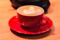 Cup of coffee latte on table with selective focus Royalty Free Stock Photo