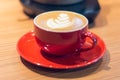 Cup of coffee latte on table with selective focus Royalty Free Stock Photo