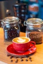 Cup of coffee latte on table with selective focus Royalty Free Stock Photo