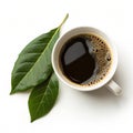 Cup of coffee with leaf Royalty Free Stock Photo