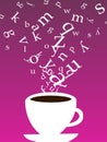 Cup of coffee with letters