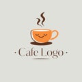 Cup of coffee logotype. Funny cafeteria logo template.