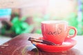 A cup of coffee with love. Health and Love concept Royalty Free Stock Photo