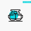 Cup, Coffee, Love, Heart, Valentine turquoise highlight circle point Vector icon Royalty Free Stock Photo