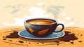 a cup of coffee with a map of the world on the background Royalty Free Stock Photo