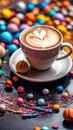 Cup of coffee with marshmallow Royalty Free Stock Photo