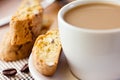 Cup of coffee with milk and cantuccini Royalty Free Stock Photo