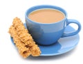 Cup of coffee with milk and cookies Royalty Free Stock Photo