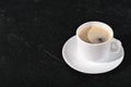 a cup of coffee mocha on black background. coffee with a froth, take a break concept. copy space Royalty Free Stock Photo