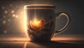 Cup of coffee in the morning with steam. Generative AI.