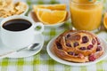 Cup of coffee, muesli, baking and orange juice Royalty Free Stock Photo