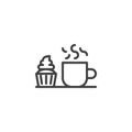 Cup of coffee and muffin cake line icon Royalty Free Stock Photo